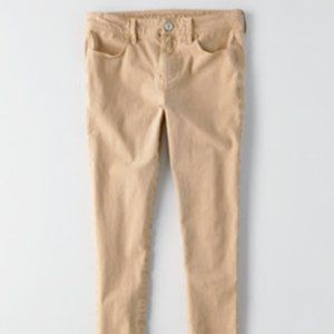 AE DENIM X4 HIGH-WAISTED TAN JEGGINGS